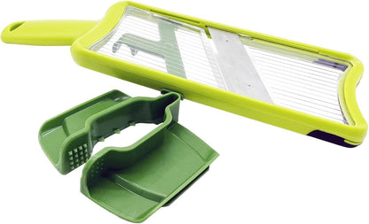 Multi Handheld Mandoline Slicer, Stainless Steel Professional Vegetable Slicer with Comfortable Grip, Vegetable Grater for Potatoes, Onions, Cucumbers, Cheese, Easy to Clean(Green)
