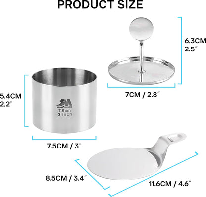 6 Pack Round Cake Ring Molds, Seamless Stainless Steel Cake Cutter with Pusher & Lifter, 3-Inch Dessert Mousse Rings for Baking (Includes 1 Pusher, 1 Lifter and 6 Rings)