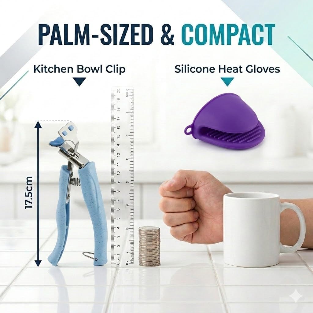 Anti Scald Plate Gripper and Thick Silicone Pinch Mitts Set, Hot Bowl Holder Retriever Tongs, Heat Resistant Oven Gloves Clip for Moving Hot Dishes