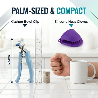 Anti Scald Plate Gripper and Thick Silicone Pinch Mitts Set, Hot Bowl Holder Retriever Tongs, Heat Resistant Oven Gloves Clip for Moving Hot Dishes