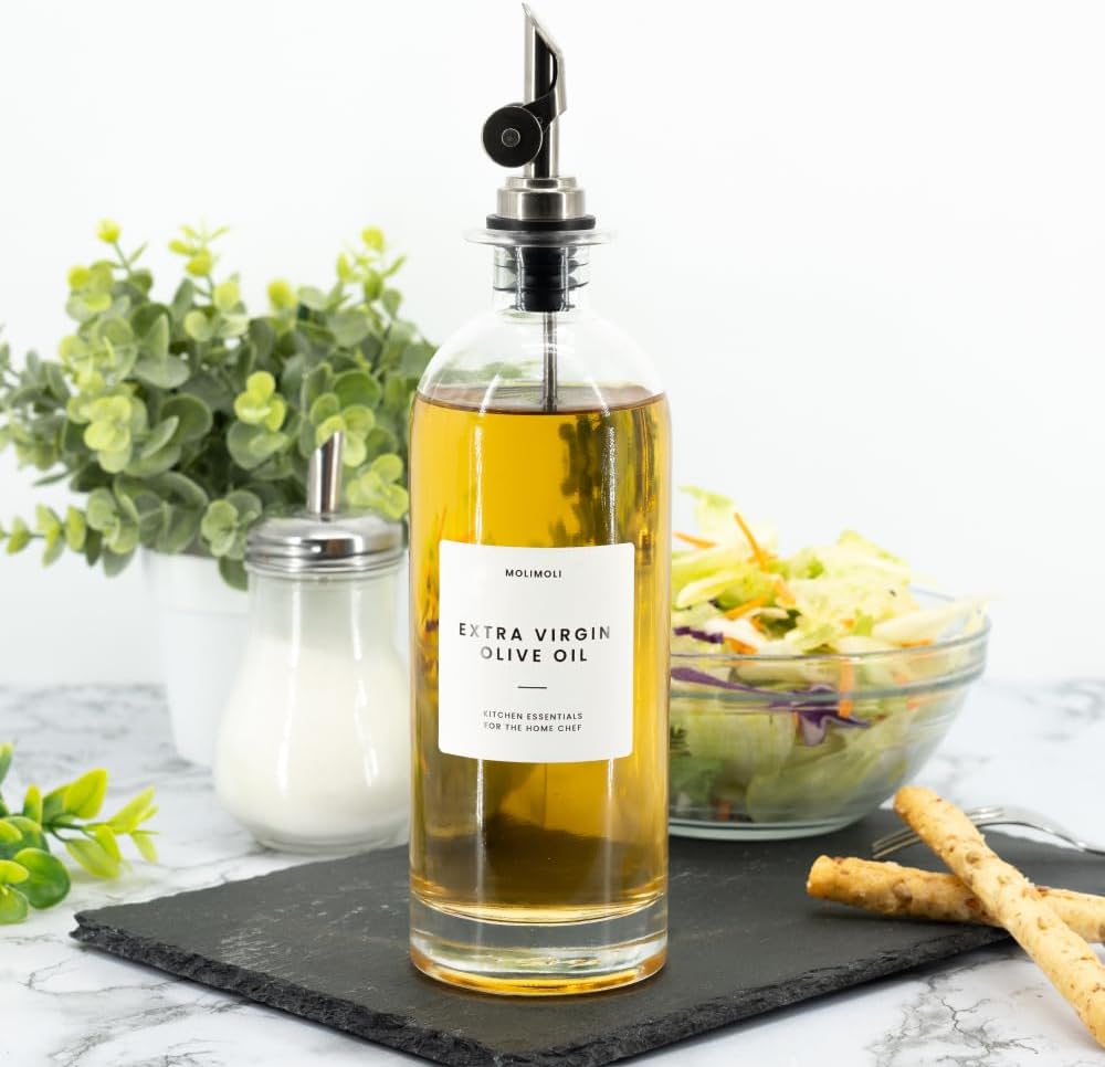 Molimoli - Premium Olive Oil Dispenser Bottles for Kitchen with Pourer - Oil and Vinegar Dispenser Set, Glass Dispenser for Kitchen, Dispenser Bottle of 350ml