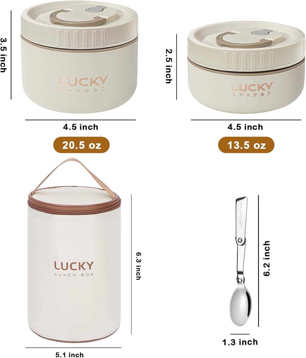 3 Compartments Bento Lunch box with Soup Bowl, Insulated Lunch Bag and Portable Utensils, Stainless Steel Camera Lunch Containers，Leak Proof Bento Box for Kids Adults Men Women…