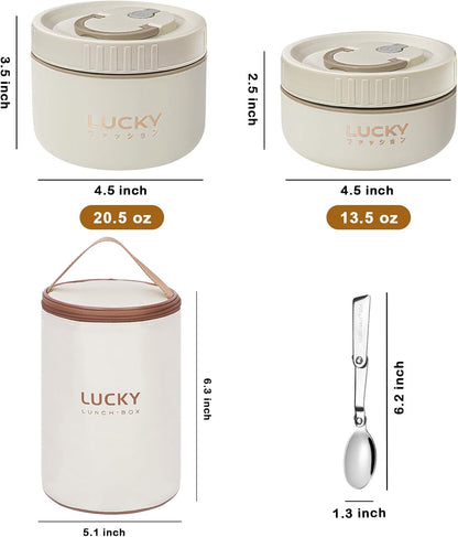 3 Compartments Bento Lunch box with Soup Bowl, Insulated Lunch Bag and Portable Utensils, Stainless Steel Camera Lunch Containers，Leak Proof Bento Box for Kids Adults Men Women…