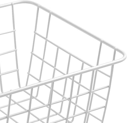 11" Upright Freezer Storage Baskets, Black Wire Storage Bins Small Bakset for Freezer, Pantry, Bathroom Organizing, Set of 2