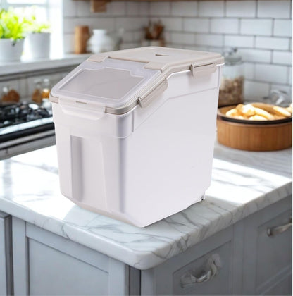 2 Pack Large Flour Storage Container 50 lb Airtight Rice Storage Container with Lid, Wheels, Measuring Cup, Scoop, Plastic Flour Sugar Bin Organizer for Grain Cereal, Rice Dispenser (Green)