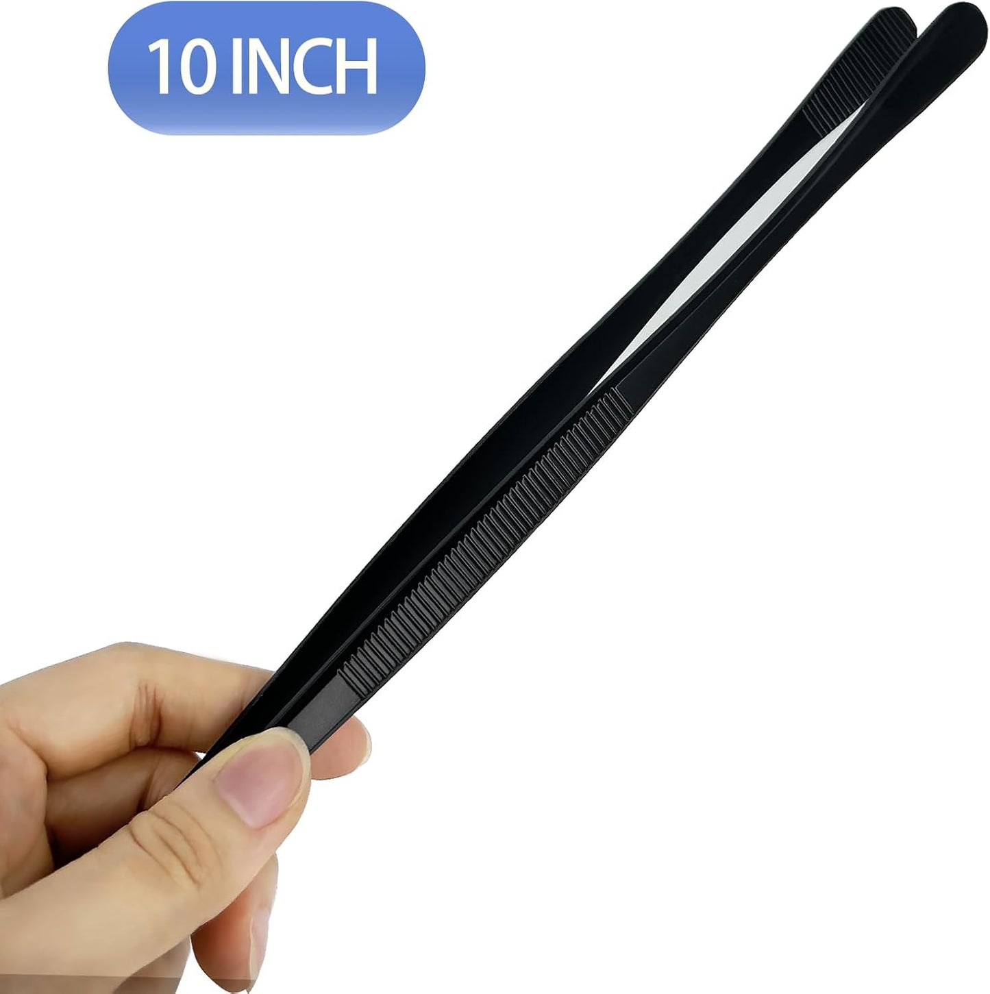 8-Inch Plating Tweezers Culinary Kitchen Tweezer Stainless Steel, Black Offset Tweezers for Cooking Food Design (8-Inch Offset Design)