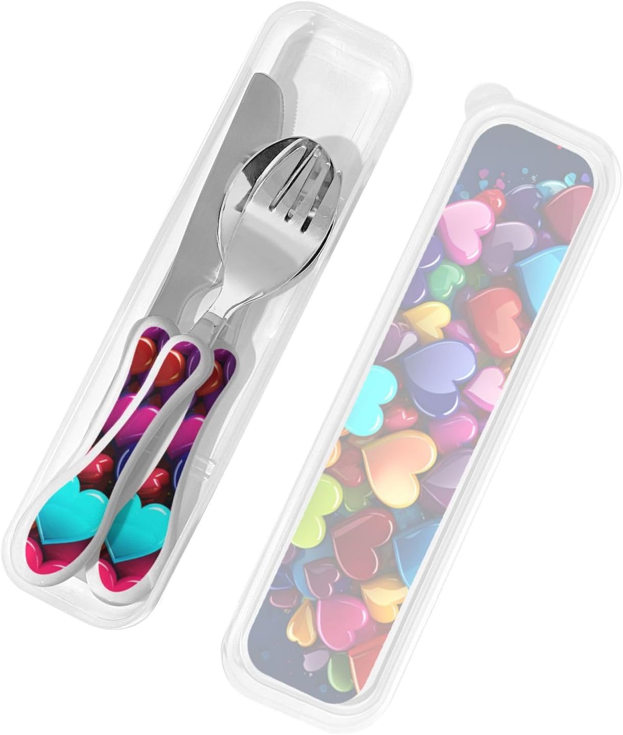 3-Piece Kids Silverware Set With Storage Case, Stainless Steel Reusable Children Safe Knife Spoon Fork Set Classy Flowers Children Flatware Set For Kids Lunch Box