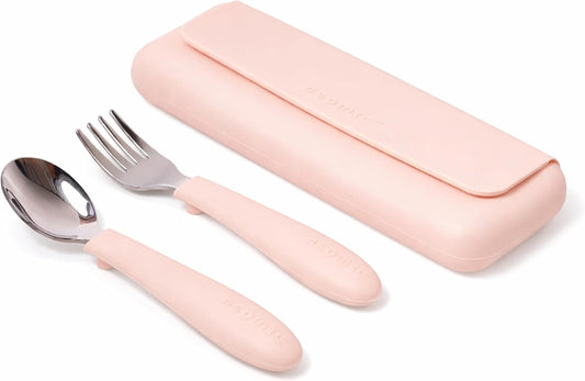 ASOMIC® Premium 316 Stainless Steel Toddler Utensils with Silicone Handles & Travel Case, Kids Spoon & Fork Set for Toddler Self Feeding at Daycare, Preschool & School, BPA-Free, Dishwasher Safe