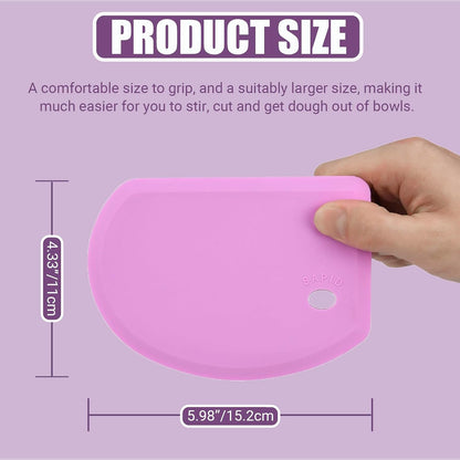 Silicone Dough Scraper with Stainless Steel Sheet, Curved Edge Flexible Bowl Scraper for Baking, Food Grade Silicone Bench Scraper for Sourdough Bread Proofing Basket, 5.98"×4.3", Dark Gray, SAPID
