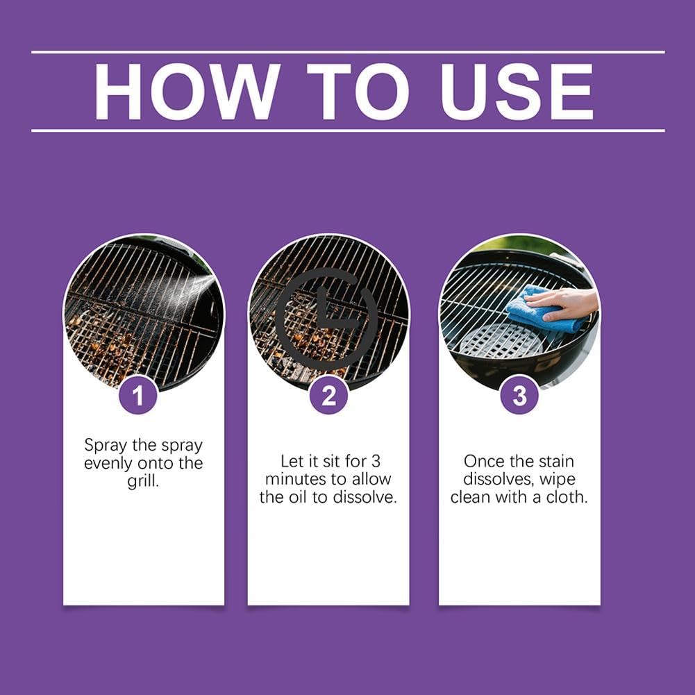 Fast-Acting Heavy-Duty Grill Degreaser Spray, Fast Acting Heavy Duty Grill Degreaser, Barbecue Grills Rack Cleaner, 120ml/4fl.0z, Kitchen Cleaners for All Stubborn Oil Stains