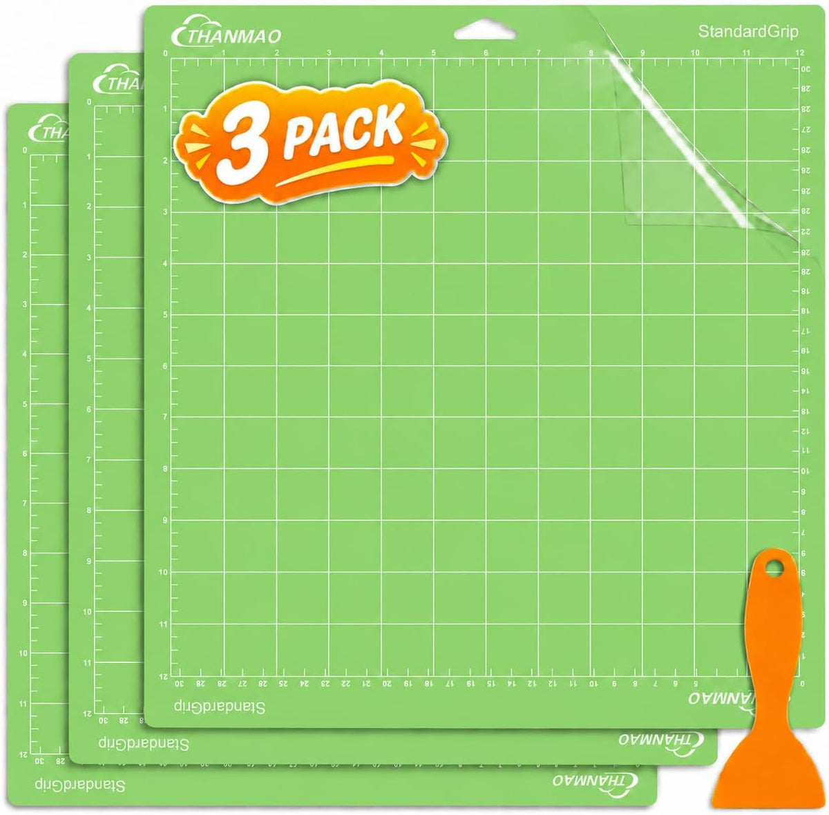 THANMAO Standard Grip Cutting Mat 3 Pack,12"x12" Standard Grip Cutting Mats for Cricut Maker 3//Explore 3/Air 2/Air/One，Replacement Accessories Card for HTV/Cardstock/Paper/Adhesive Vinyl
