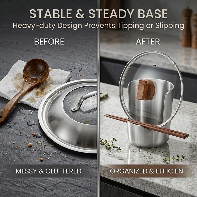 Stainless Steel Utensil Holder and Spoon Rest for Kitchen Counter，