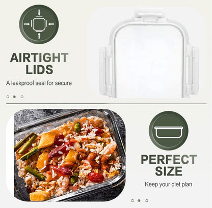 KOMUEE 10 Packs 30 oz Glass Meal Prep Containers,Glass Food Storage Containers with Lids,Airtight Lunch Bento Boxes,Microwave,Freezer and Dishwasher,Gray