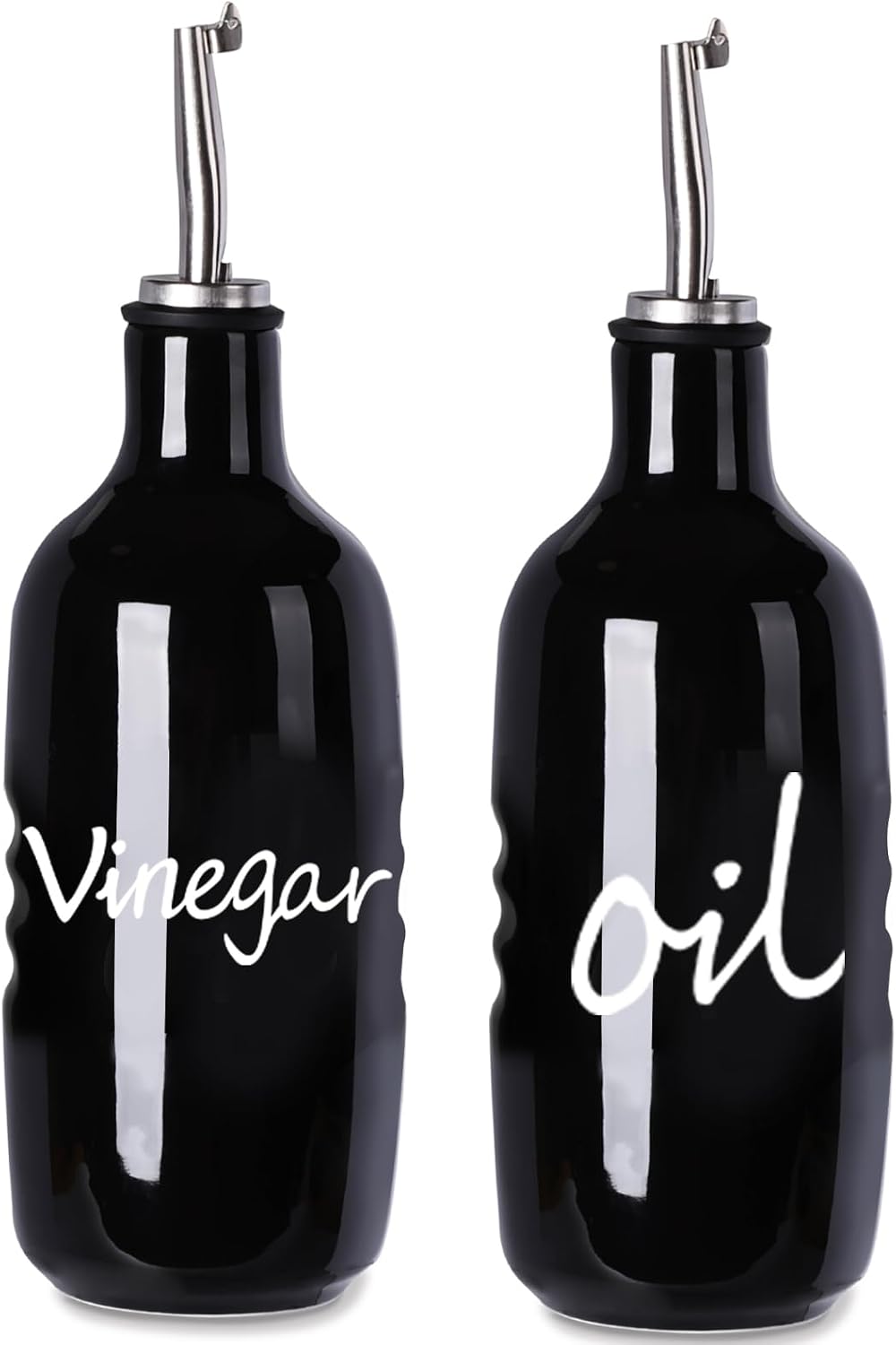 Farmhouse Ceramic Oil and Vinegar Dispenser Bottle Set (White)