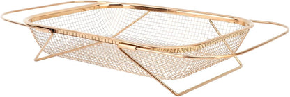 Fydun Stainless Steel Colander, Over The Sink Strainer Basket Kitchen S Er Gold Strainer Over The Sink Colander Basket for with Handles Fine Mesh Expandable Essentials (Gold)