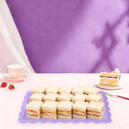 Set of 6 Plastic Serving Trays Food Tray - 14" x 9" Rectangle Serving Platter for Party Cafeteria Kitchen Restaurant , Small Flat Trays for Dessert Fruit Cookie Snack (6, White)