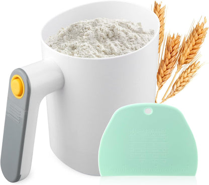 Electric Flour Sifter 32Oz with Dough Scraper, Fine Mesh Baking Sieve