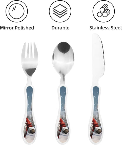 3-Piece Kids Silverware Set With Storage Case, Stainless Steel Reusable Children Safe Knife Spoon Fork Set Yellow Sunflowers Children Flatware Set For Kids Lunch Box