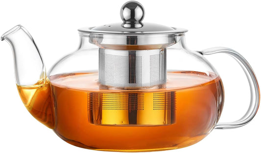 PARACITY Tea Pot for Stove, 20 oz Stovetop Clear Glass Teapot with Infuser