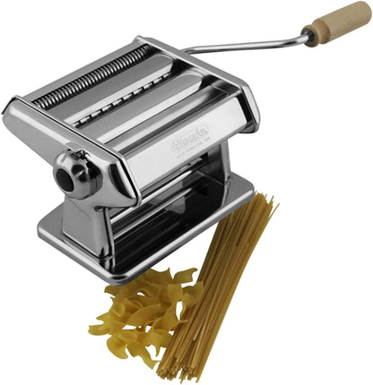 Pasta Maker Machine by Imperia- Heavy Duty Steel Construction w Easy Lock Dial and Wood Grip Handle- Model 190