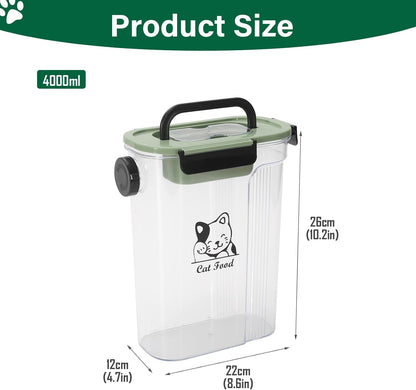 Cat Food Storage Container,Pet Food Storage Bin with Side Pouring Spout and Handle,4lb Cat Treat Containers Dry Food,Airtight BPA Free Portable Cat Food Holder Storage for Oatmeal,Rice,Flour