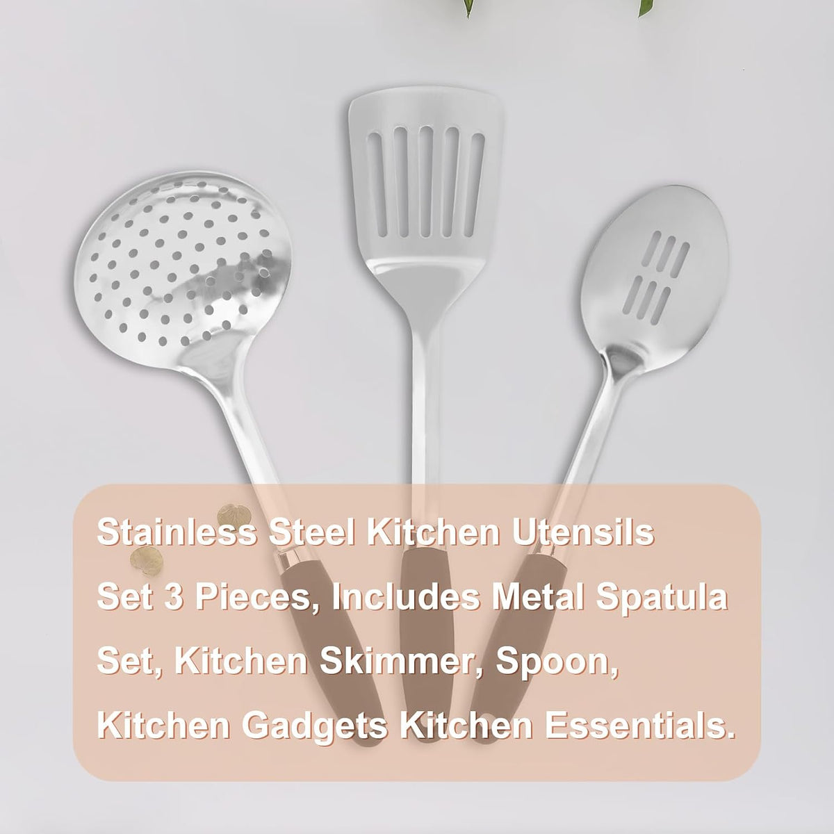 Stainless Steel Slotted Turner Spatula, Thin Edge Turner, Silver