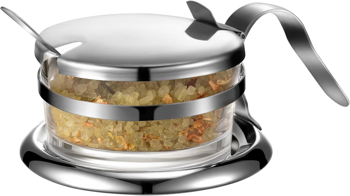 Honeydak Stainless Steel Salt Cellar with Spoon 6.76 oz