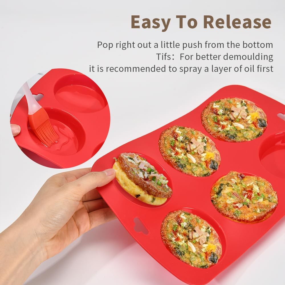 XIAOZHIHUI Silicone Muffin Top Pan 3 Pack,silicone egg molds for Breakfast Sandwiches 3 Inch Round for Baking English muffins,Hamburger,Whoopie Pies,Corn Bread,Egg bites,Tarts