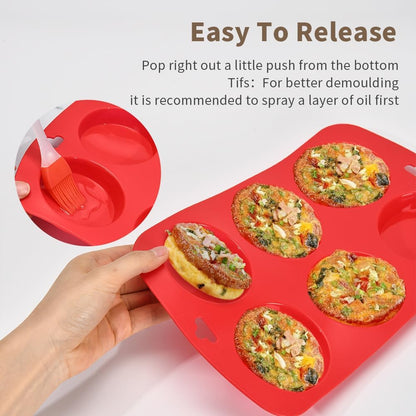XIAOZHIHUI Silicone Muffin Top Pan 3 Pack,silicone egg molds for Breakfast Sandwiches 3 Inch Round for Baking English muffins,Hamburger,Whoopie Pies,Corn Bread,Egg bites,Tarts