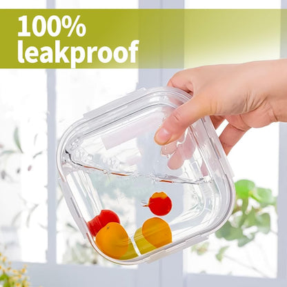8 Pcs Square Glass Food Storage Container with Lids, 16OZ Square Glass Meal Prep Containers Set, 2 Cup glass Food Storage for Lunch Salad, Microwave, Oven, Freezer, Dishwasher Safe (4 Pack)