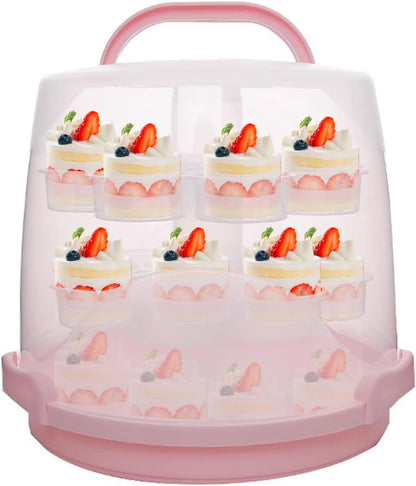 3-Tier Party Cupcake Carrier, Cupcake Holder with Lid and Handle for Transport Storage 24 Cupcakes (White)