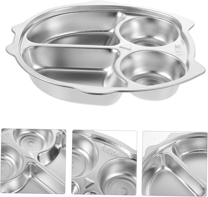 Zerodeko 304 Stainless Steel Divided Dinner Tray 3 Compartment Lunch Plate Food Portion Control Dish for Meal Prep Dishwasher Safe for Home or Catering