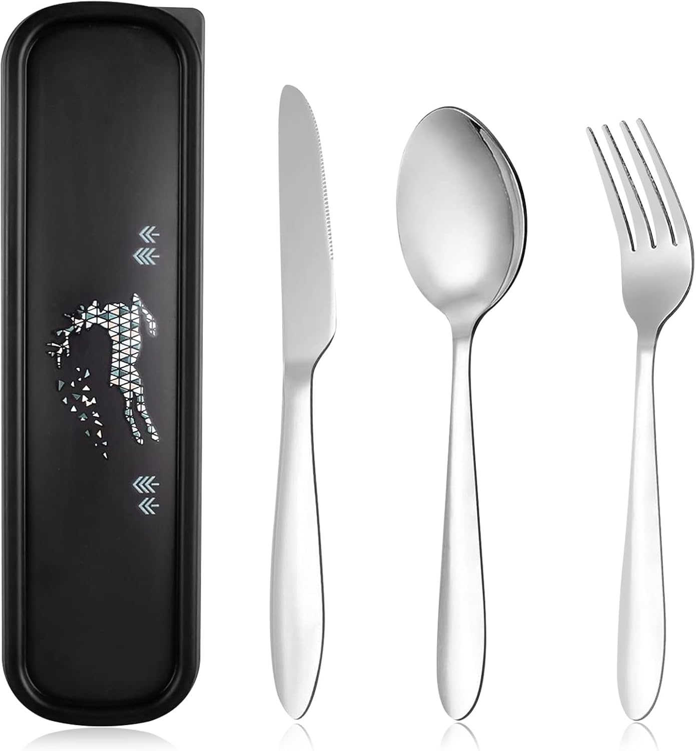 Travel Utensils with Case, Stainless Steel Silverware Set for Lunch Box, Portable Camping Cutlery Fork Spoon Knife, Reusable Utensil Set Flatware for Picnic School, Dishwasher Safe (Blue)