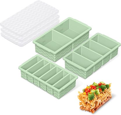 3-Pack Silicone Freezer Trays with Lid,2 Large 2-Cup(500ml)&4 Medium 1-Cup(250ml)&6 Small 1/2-Cup(125ml) Soup Freezer Container Molds,Ice Cube Tray For Meal Prep&Freezing Soup,Stews,Sauces
