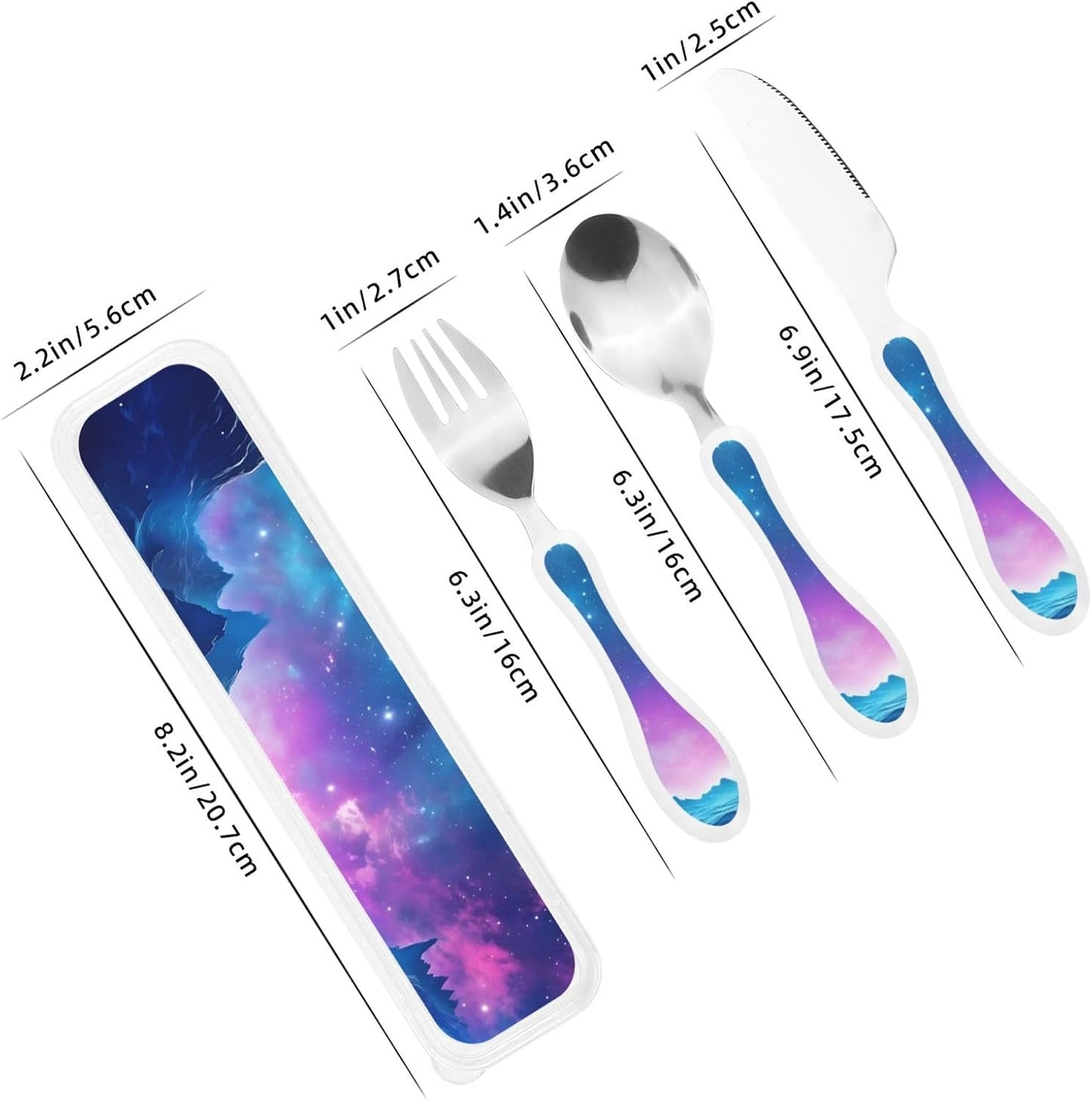 3-Piece Kids Silverware Set With Storage Case, Stainless Steel Reusable Children Safe Knife Spoon Fork Set Parrots On Branches Children Flatware Set For Kids Lunch Box