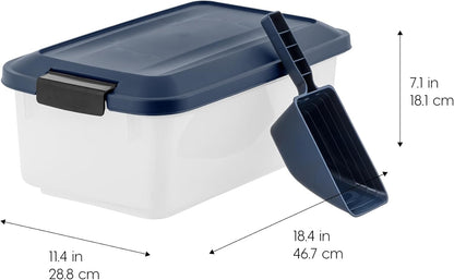 IRIS USA Dog Food Storage Container, 2 Pack, Up to 30 lbs Each, Airtight Seal for Freshness, Wheels for Rolling, Easy One Hand Opening, Made in USA, BPA Free, Clear/Black