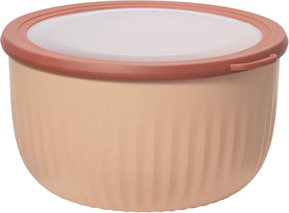 Oggi Prep, Store & Serve Plastic Bowl w/See-Thru Lid- Dishwasher, Microwave & Freezer Safe, (4 qt) Lt Gray w/Dk Gray Lid