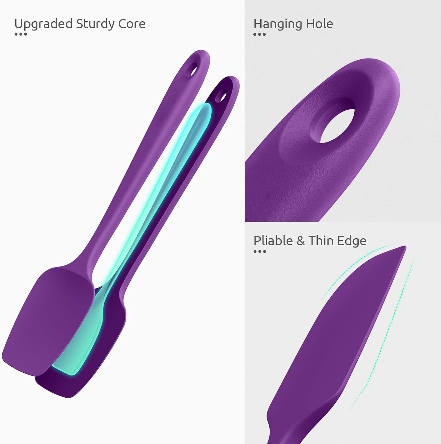 U-Taste Silicone Spatula Set with 600 Degrees Fahrenheit Heat Resistant (Black)