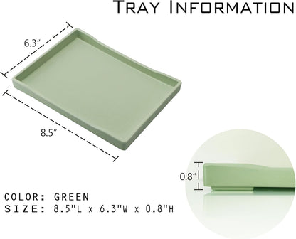 White Serving Tray (13.5 x 9.6 inch) for Serving Accessory, Elegant & Stackable Plastic Tray for Spa, Coffee, Drinks, Tea, Bar, Party, Seasoning, Perfume and Display Use.