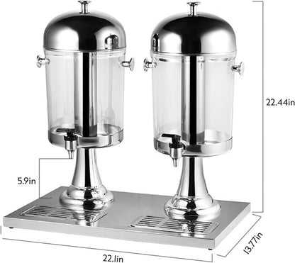 BAVNNRO 4.5 Gallon Drink Dispensers for Parties, Beverage Dispenser with Stand, Commercial Hot Cold Juice Dispenser with Ice Container and Stainless Steel Drip Trays for Beer, Water Lemonade