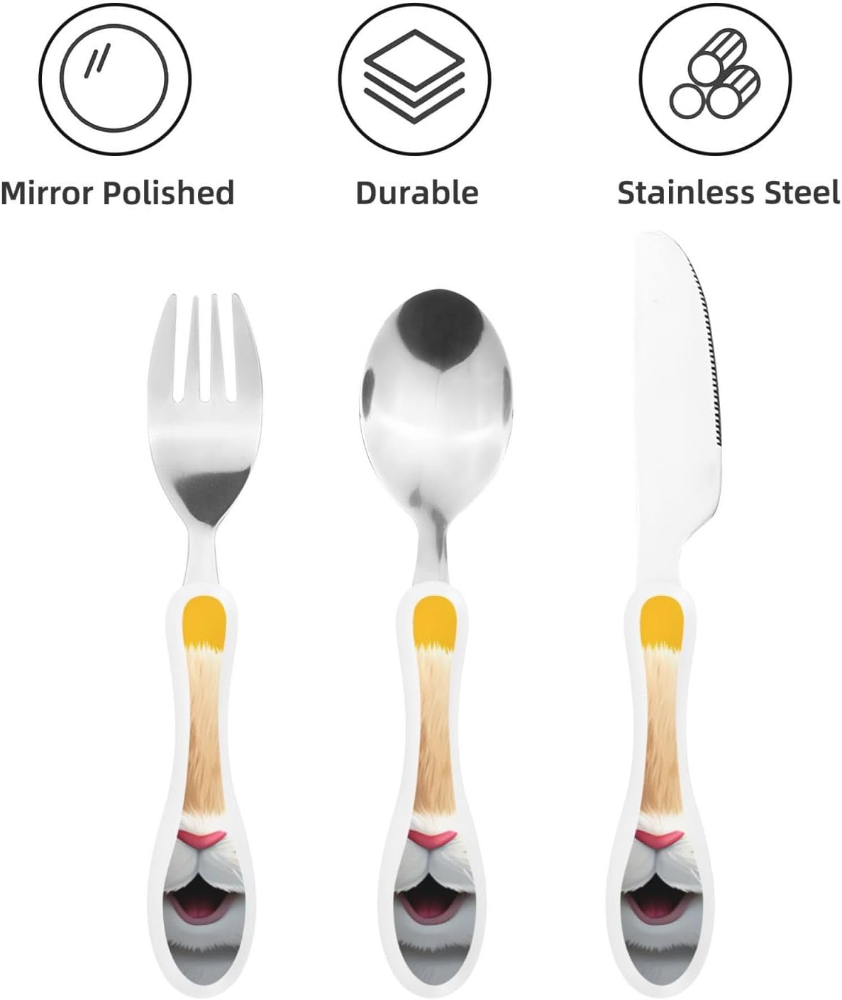 3-Piece Kids Silverware Set With Storage Case, Stainless Steel Reusable Children Safe Knife Spoon Fork Set Easter Bunny Eggs Spring Flower Rabbit Children Flatware Set For Kids Lunch Box