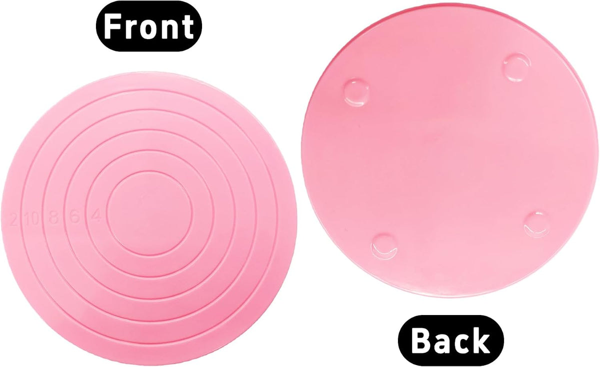 2PCS Cake Decorating Turntable 5.5inch Revolving Stand, Plastic Round Rotating Cookie Swivel for Home Kitchen Baking Tools Accessories Supplies Cupcake Pastry, Pink