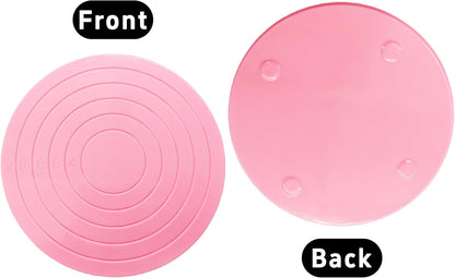 2PCS Cake Decorating Turntable 5.5inch Revolving Stand, Plastic Round Rotating Cookie Swivel for Home Kitchen Baking Tools Accessories Supplies Cupcake Pastry, Pink