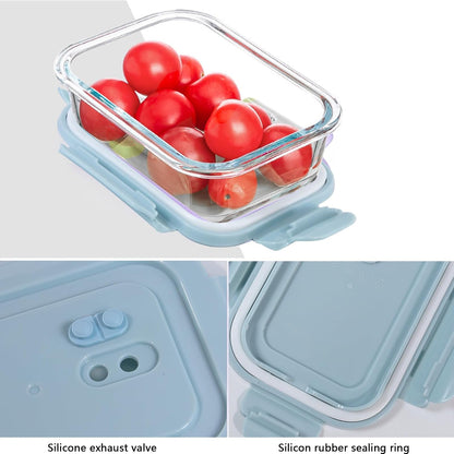 FEOOWV 4Pack 13oz/0.37L Glass Meal Prep Containers with Lids, Glass Storage Containers with Lids, BPA-Free, Pantry Organizers and Storage, Freezer to Oven Safe (Pink)
