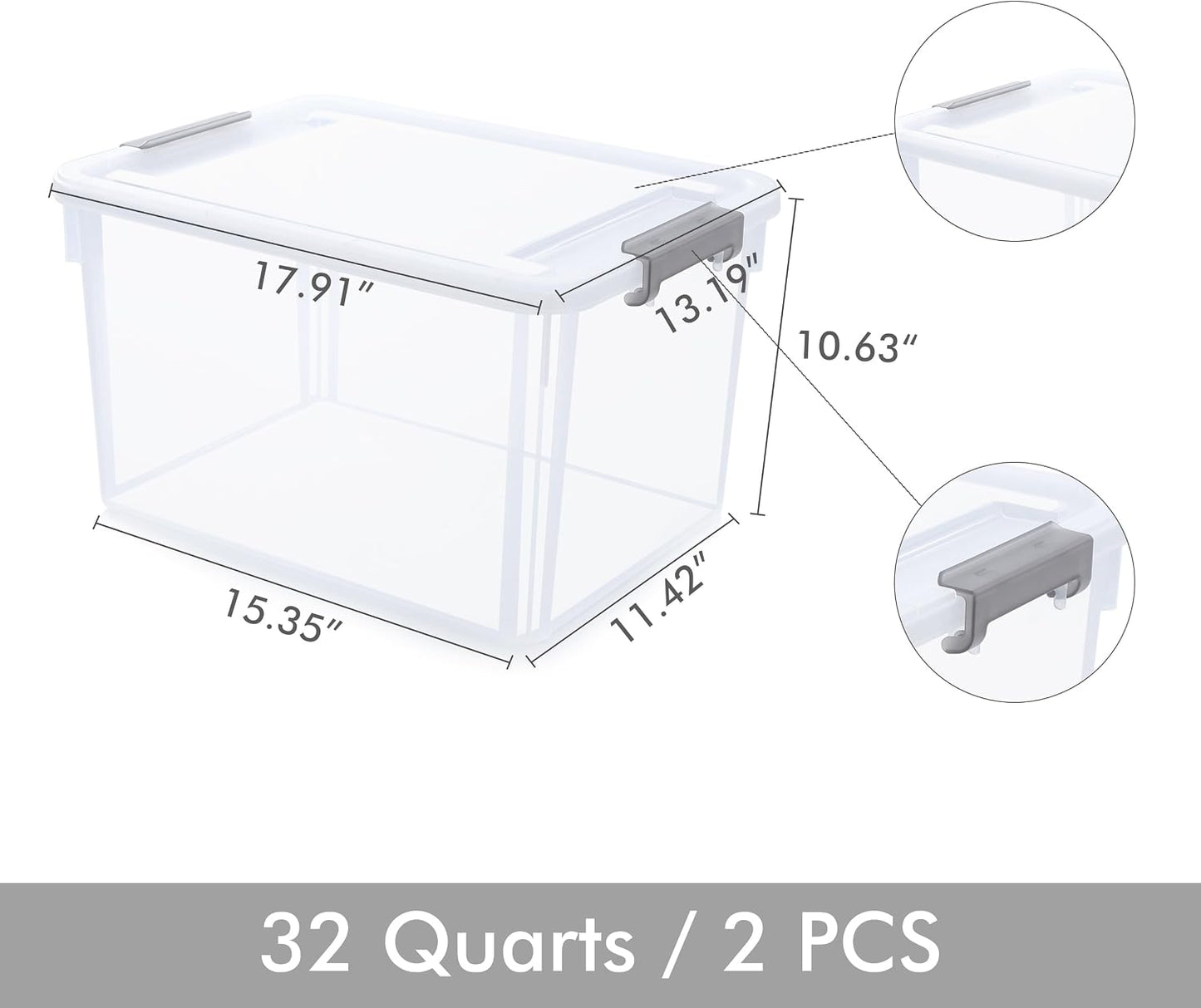 Citylife 32 QT Plastic Storage Bins with Latching Lids Stackable Storage Containers for Organizing Large Clear Storage Box for Garage, Closet, Kitchen, 4 Packs