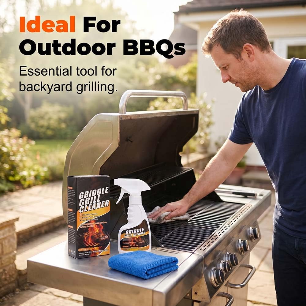 Fast Acting Heavy Duty Grill Degreaser Spray, 2026 New Griddle Grill Cleaner, Multi Surface Kitchen Grease Cleaner for Outdoor Cooking BBQ Grill Cleaner, for Home Cooks Cooktop Cleaner Spray (1)