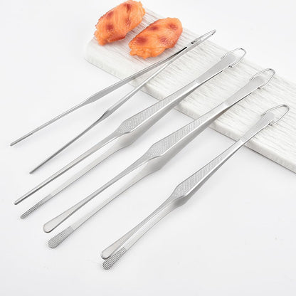 Stainless Steel Cooking Tweezers Set, 10 & 12 Inch Precision Kitchen Tweezers with Star Dot Texture & Elevated Tips | Galaxy Grip Series, 4-Piece (Silver)