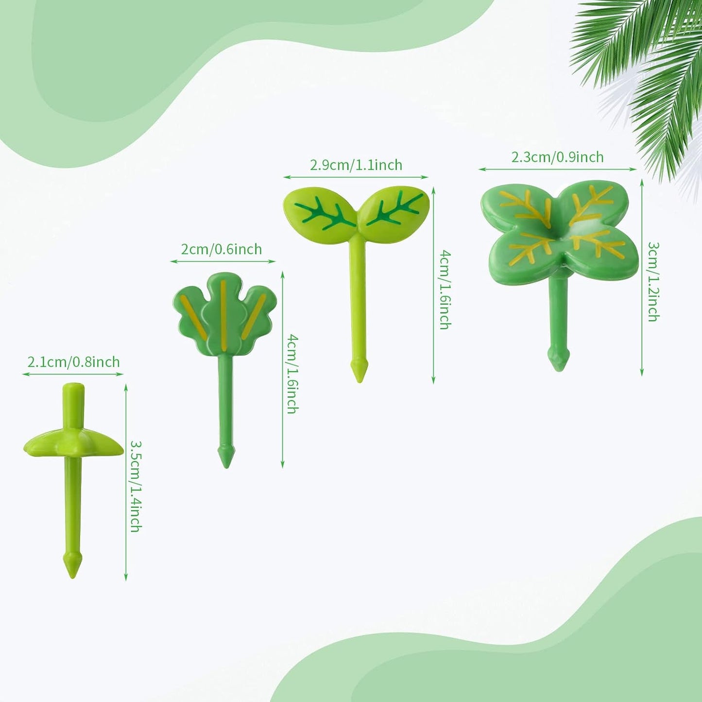 Baderke 64 Pcs Kids Food Pick Leaves Series Bento Box Fruit Picks Decorative Plastic Bento Box Accessories Mini Fruit Fork Kawaii Stick Cute Salad Toothpick for Party Lunch Decor, 8 Styles