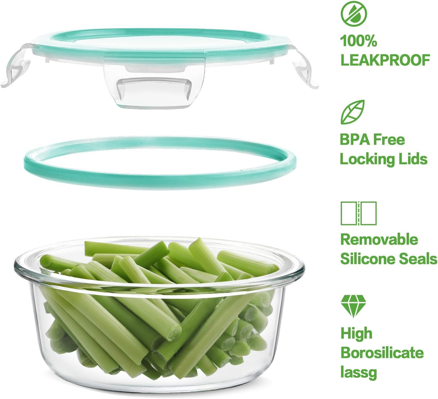 HOMBERKING 24pc Glass Food Storage Containers with Lids, Glass Meal Prep Containers, Airtight Bento Boxes, BPA Free & Leak Proof, Pantry Kitchen Storage(12 lids & 12 Containers) - Purple