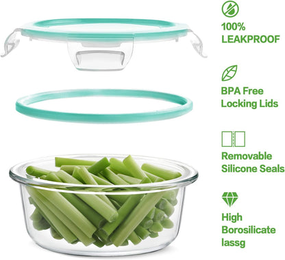 HOMBERKING 24pc Glass Food Storage Containers with Lids, Glass Meal Prep Containers, Airtight Bento Boxes, BPA Free & Leak Proof, Pantry Kitchen Storage(12 lids & 12 Containers) - Purple